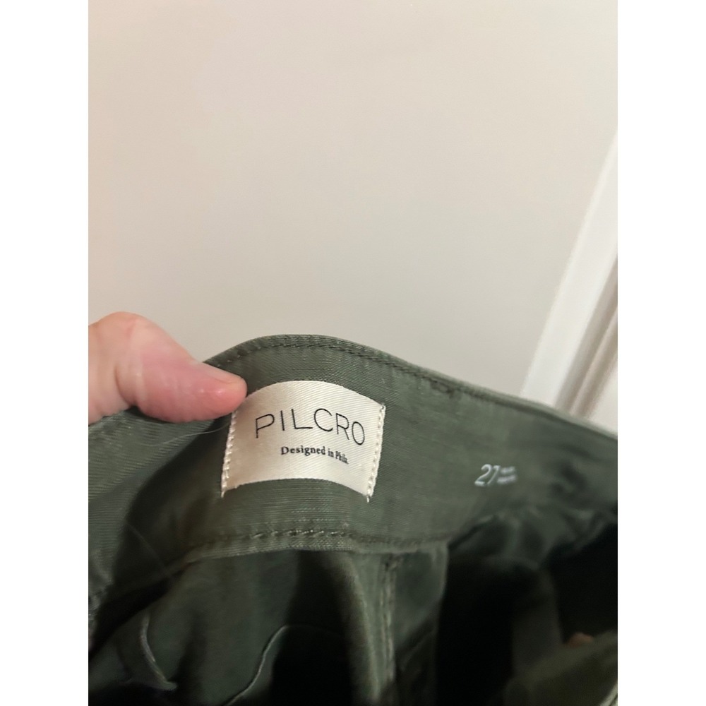 Pilcro The Wanderer Utility Pants Moss Green Straight Leg High Rise Size 27 - Picture 5 of 11